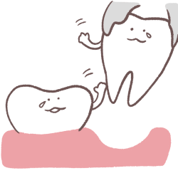抜かれる歯のイラスト